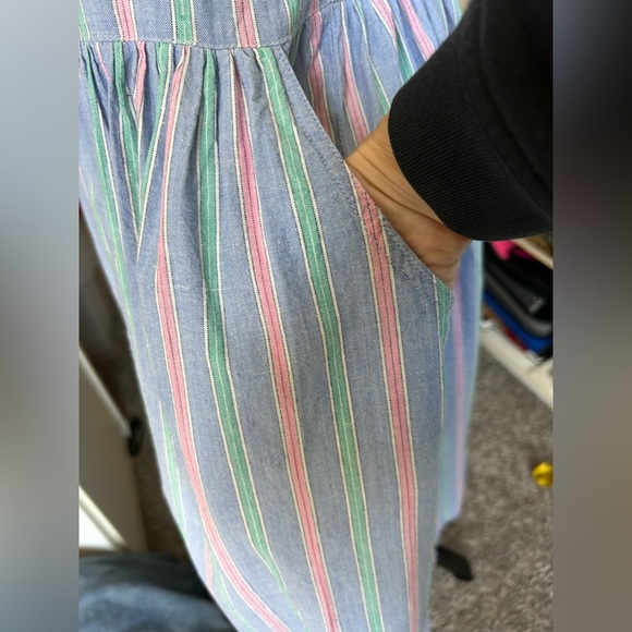 Chandni Vintage 90s Pastel Striped Prairie Dress Size Medium - Picture 2 of 9